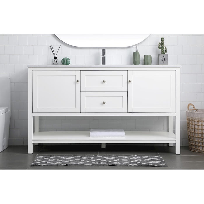 Elegant Lighting Heath 60"L Single Vanity Sink, White