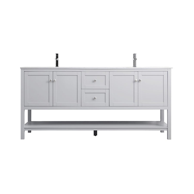 Elegant Lighting Heath 72"L Double Vanity Sink, Grey - VF22272DGR