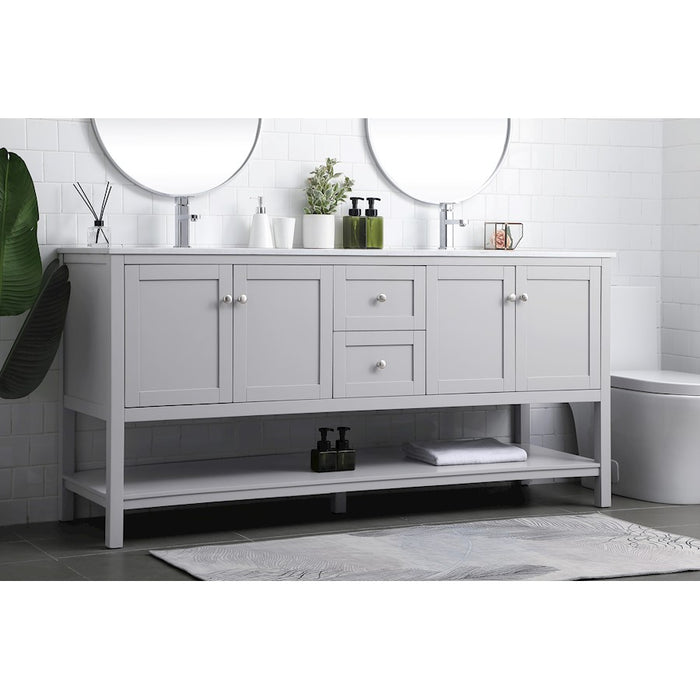 Elegant Lighting Heath 72"L Double Vanity Sink, Grey