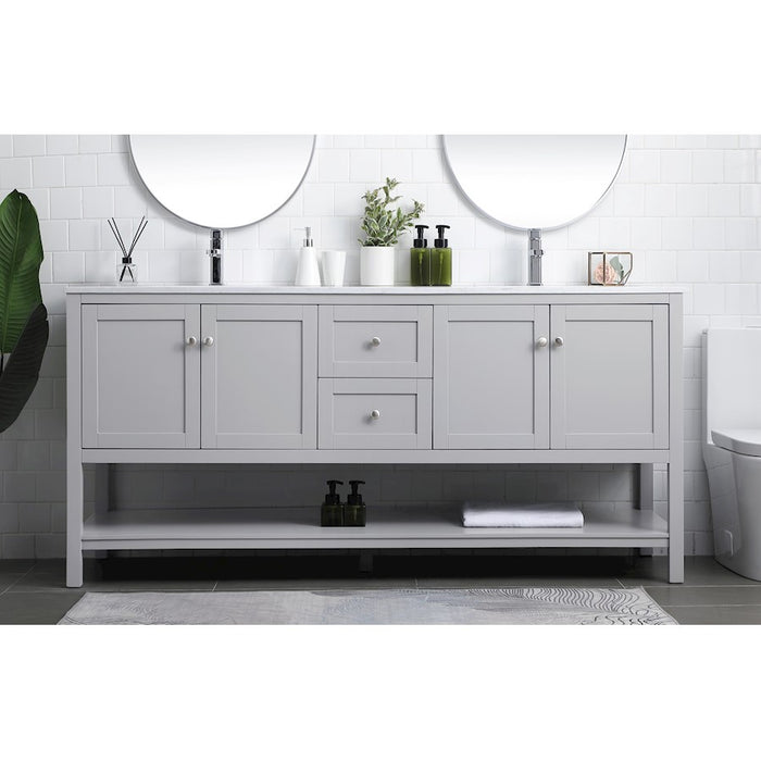 Elegant Lighting Heath 72"L Double Vanity Sink, Grey