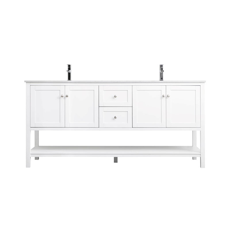 Elegant Lighting Heath 72"L Double Vanity Sink, White - VF22272DWH