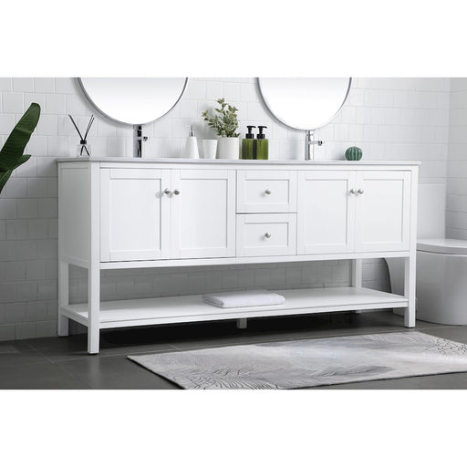 Elegant Lighting Heath 72"L Double Vanity Sink, White