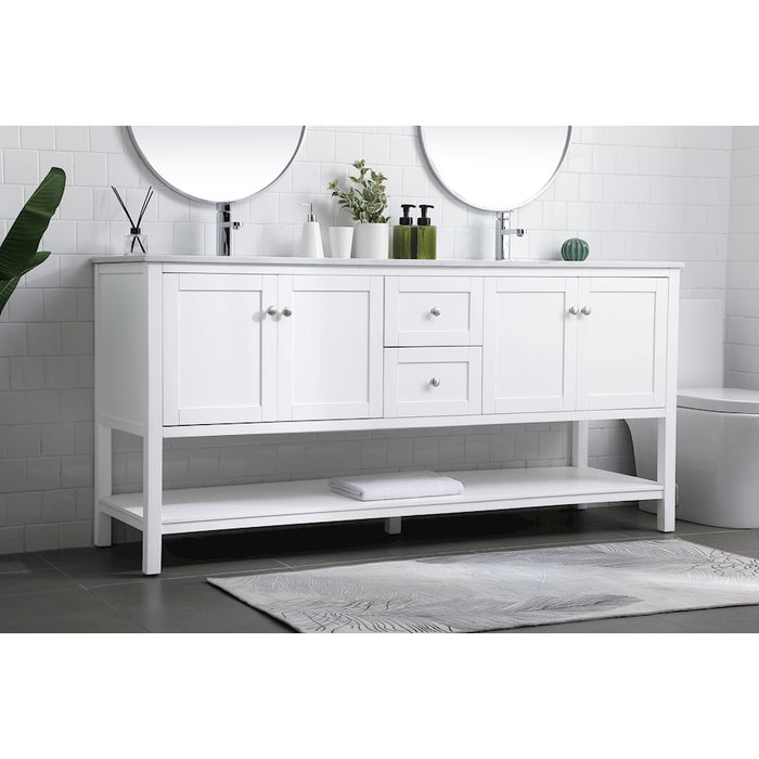 Elegant Lighting Heath 72"L Double Vanity Sink, White