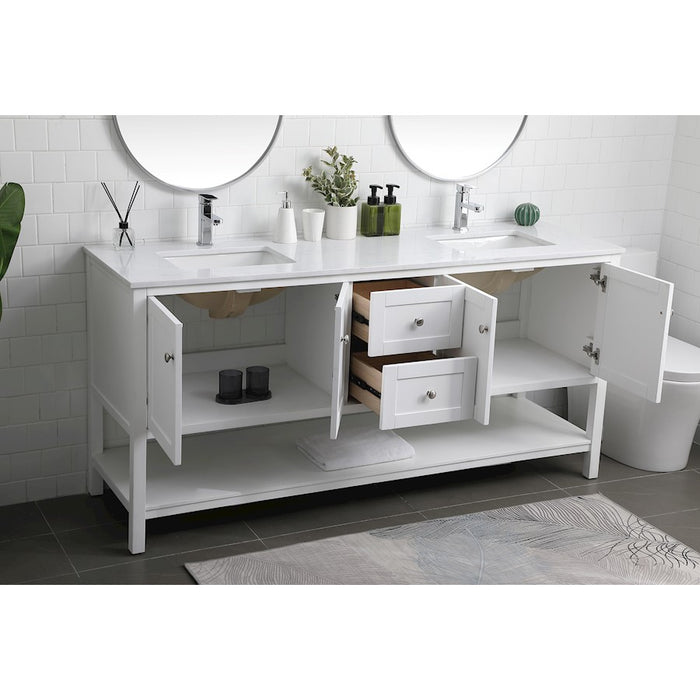 Elegant Lighting Heath 72"L Double Vanity Sink, White