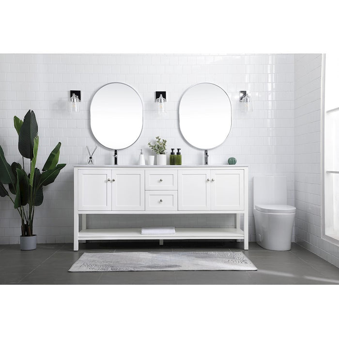 Elegant Lighting Heath 72"L Double Vanity Sink, White