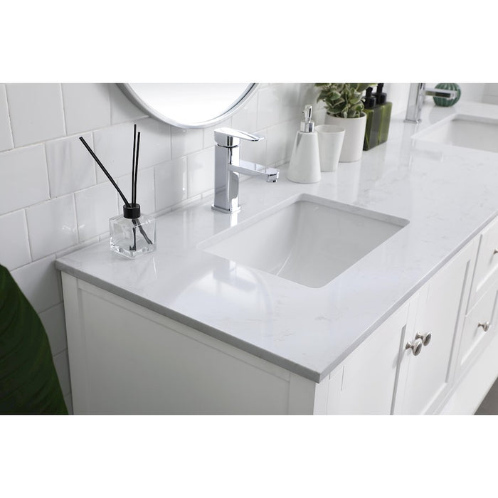 Elegant Lighting Heath 72"L Double Vanity Sink, White