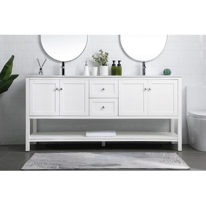Elegant Lighting Heath 72"L Double Vanity Sink, White