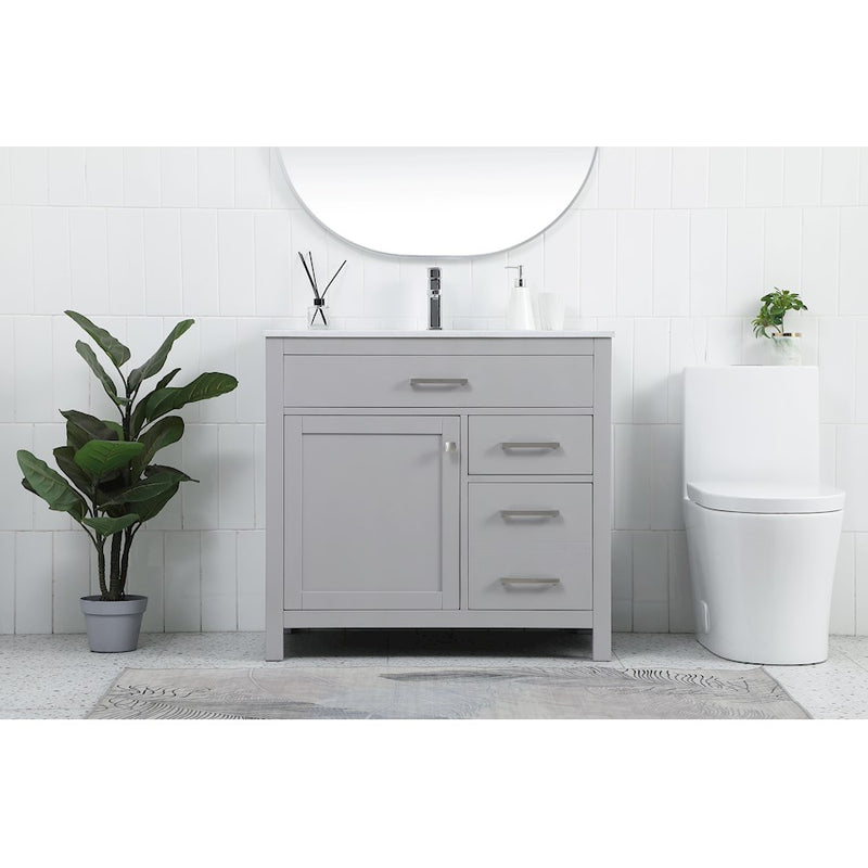 Elegant Lighting Lewis 36"L Single Vanity Sink, Grey