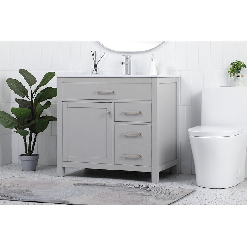 Elegant Lighting Lewis 36"L Single Vanity Sink, Grey
