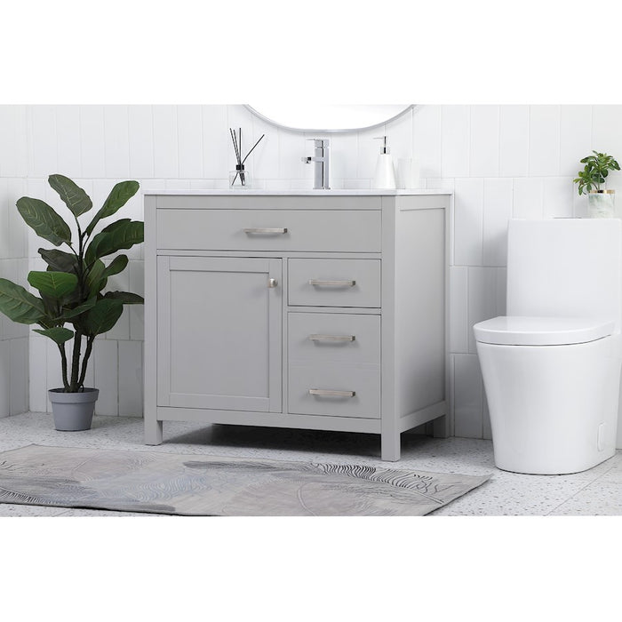 Elegant Lighting Lewis 36"L Single Vanity Sink, Grey