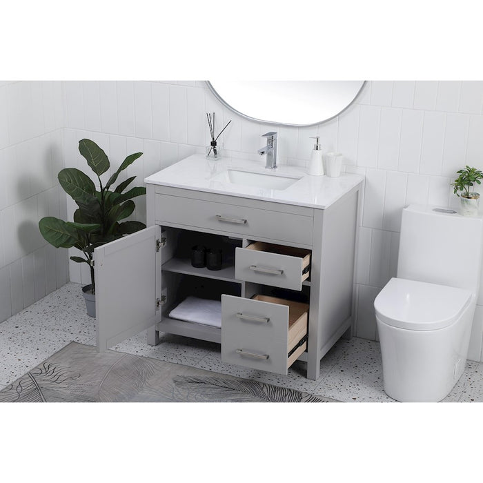 Elegant Lighting Lewis 36"L Single Vanity Sink, Grey
