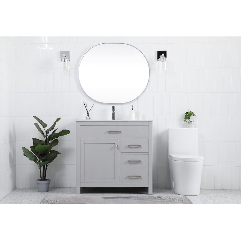 Elegant Lighting Lewis 36"L Single Vanity Sink, Grey