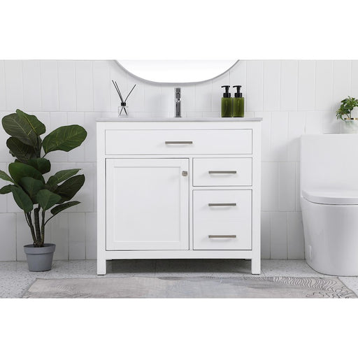 Elegant Lighting Lewis 36"L Single Vanity Sink, White