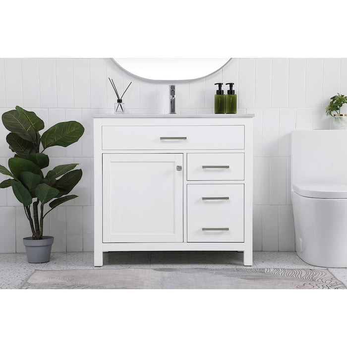 Elegant Lighting Lewis 36"L Single Vanity Sink, White