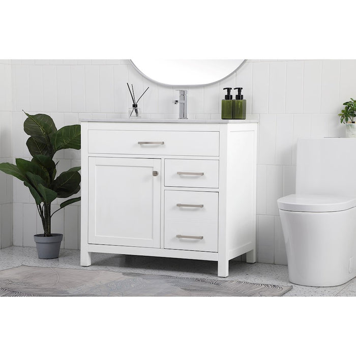 Elegant Lighting Lewis 36"L Single Vanity Sink, White