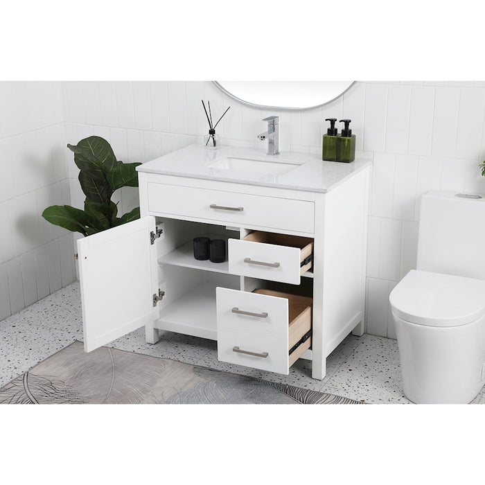 Elegant Lighting Lewis 36"L Single Vanity Sink, White