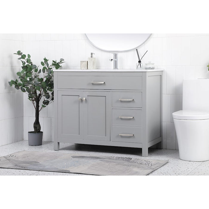 Elegant Lighting Lewis 42"L Single Vanity Sink, Grey