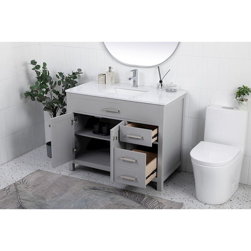 Elegant Lighting Lewis 42"L Single Vanity Sink, Grey