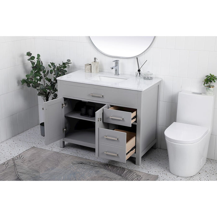 Elegant Lighting Lewis 42"L Single Vanity Sink, Grey