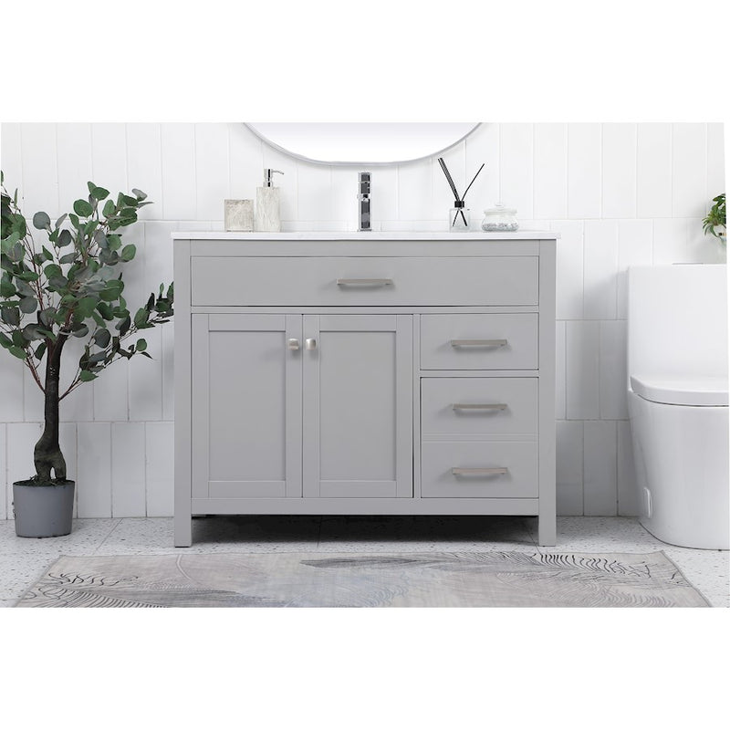 Elegant Lighting Lewis 42"L Single Vanity Sink, Grey