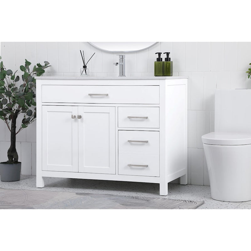Elegant Lighting Lewis 42"L Single Vanity Sink, White