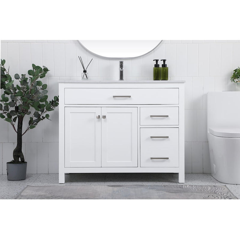 Elegant Lighting Lewis 42"L Single Vanity Sink, White