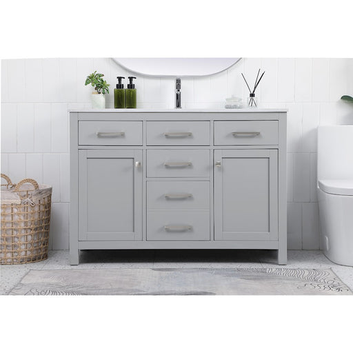 Elegant Lighting Lewis 48"L Single Vanity Sink, Grey
