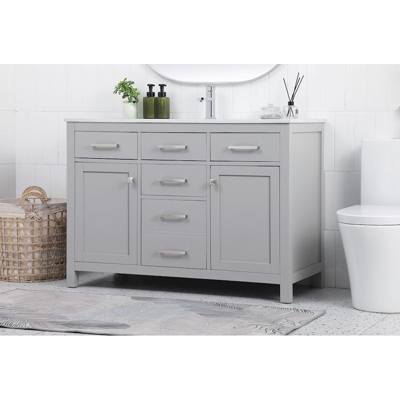 Elegant Lighting Lewis 48"L Single Vanity Sink, Grey