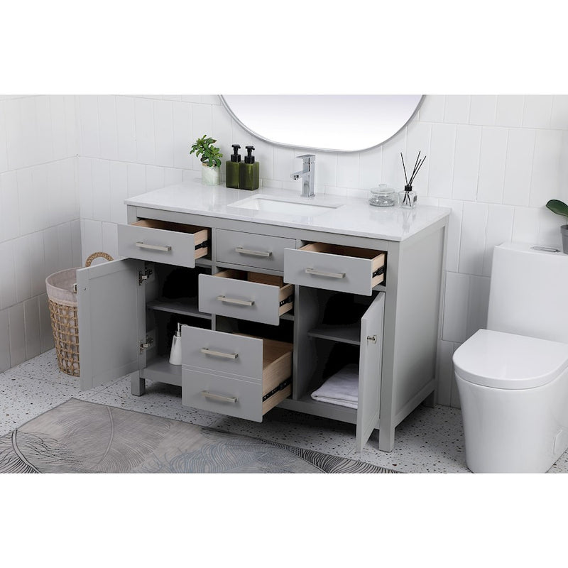 Elegant Lighting Lewis 48"L Single Vanity Sink, Grey