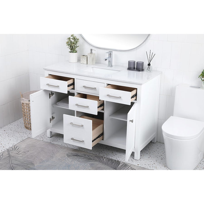 Elegant Lighting Lewis 48"L Single Vanity Sink, White