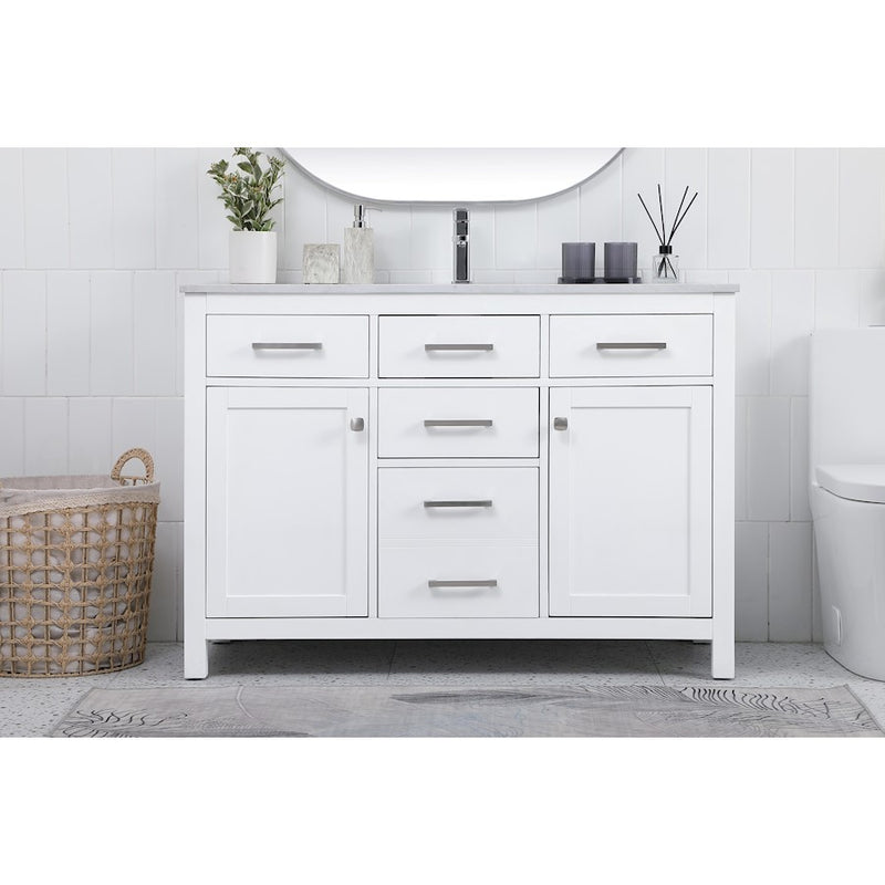 Elegant Lighting Lewis 48"L Single Vanity Sink, White
