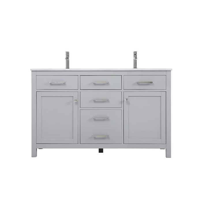 Elegant Lighting Lewis 54"L Double Vanity Sink, Grey - VF23354DGR