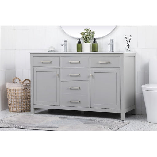 Elegant Lighting Lewis 54"L Double Vanity Sink, Grey