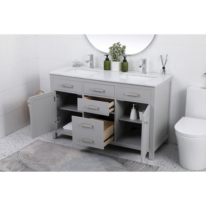 Elegant Lighting Lewis 54"L Double Vanity Sink, Grey
