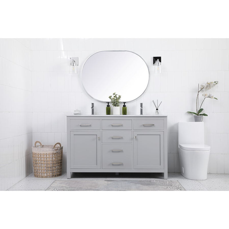 Elegant Lighting Lewis 54"L Double Vanity Sink, Grey