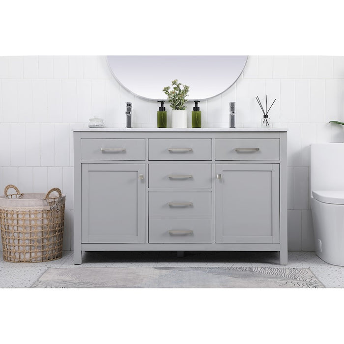 Elegant Lighting Lewis 54"L Double Vanity Sink, Grey