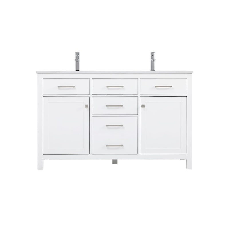 Elegant Lighting Lewis 54"L Double Vanity Sink, White - VF23354DWH