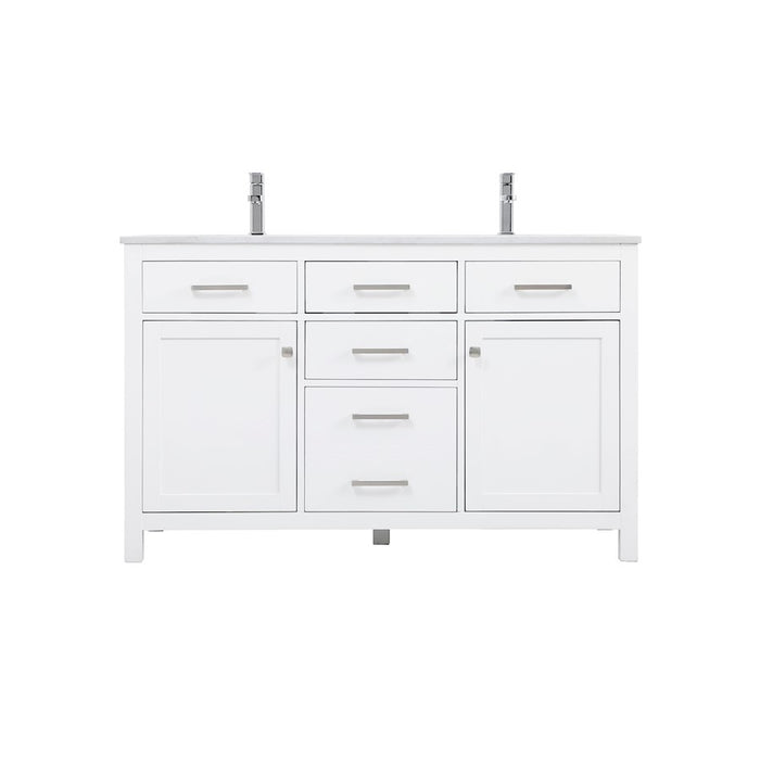 Elegant Lighting Lewis 54"L Double Vanity Sink, White - VF23354DWH