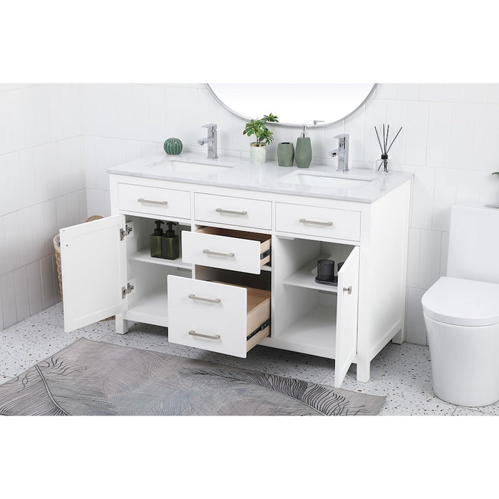 Elegant Lighting Lewis 54"L Double Vanity Sink, White