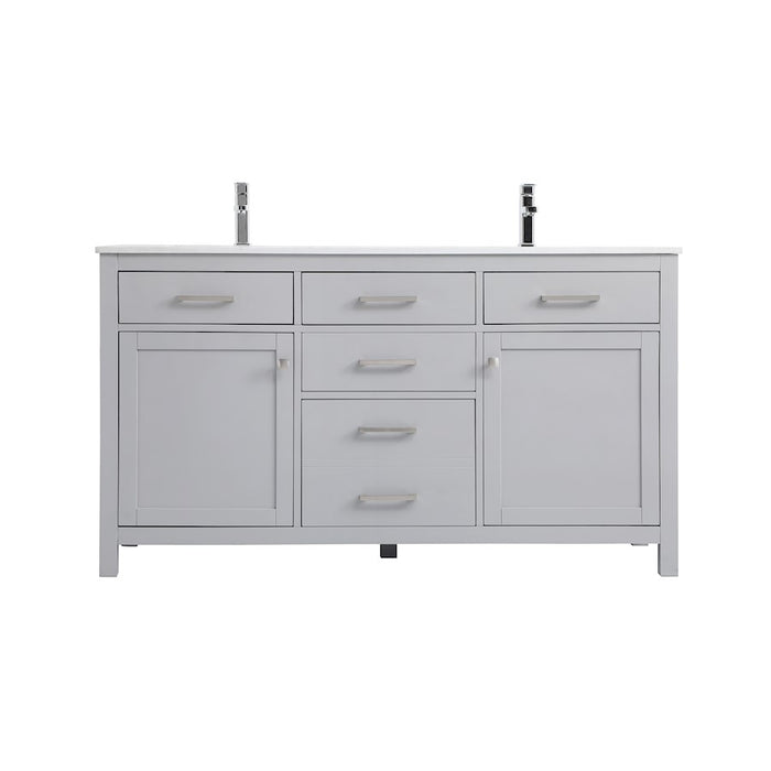 Elegant Lighting Lewis 60"L Double Vanity Sink, Grey - VF23360DGR