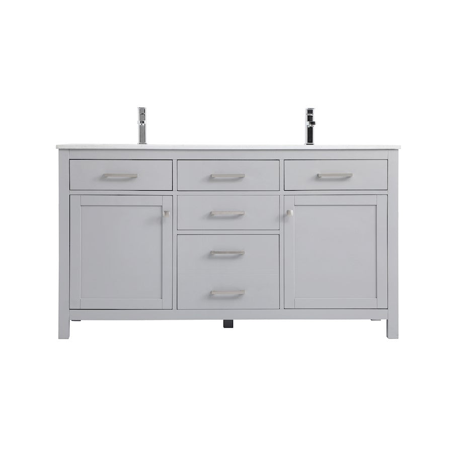 Elegant Lighting Lewis 60"L Double Vanity Sink, Grey - VF23360DGR