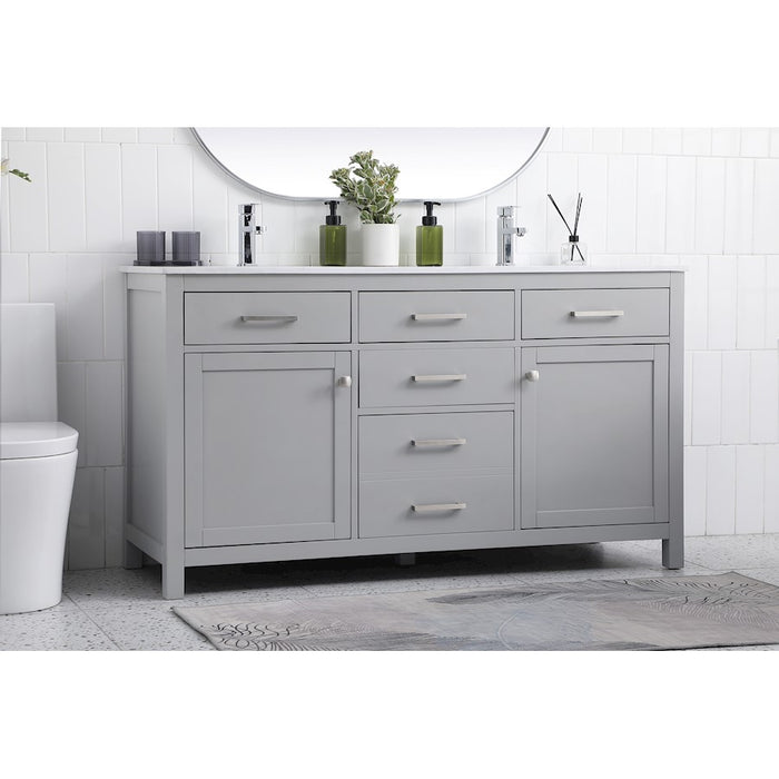 Elegant Lighting Lewis 60"L Double Vanity Sink, Grey