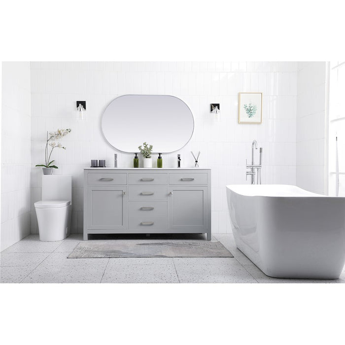 Elegant Lighting Lewis 60"L Double Vanity Sink, Grey