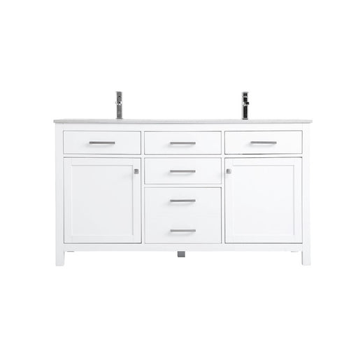 Elegant Lighting Lewis 60"L Double Vanity Sink, White - VF23360DWH