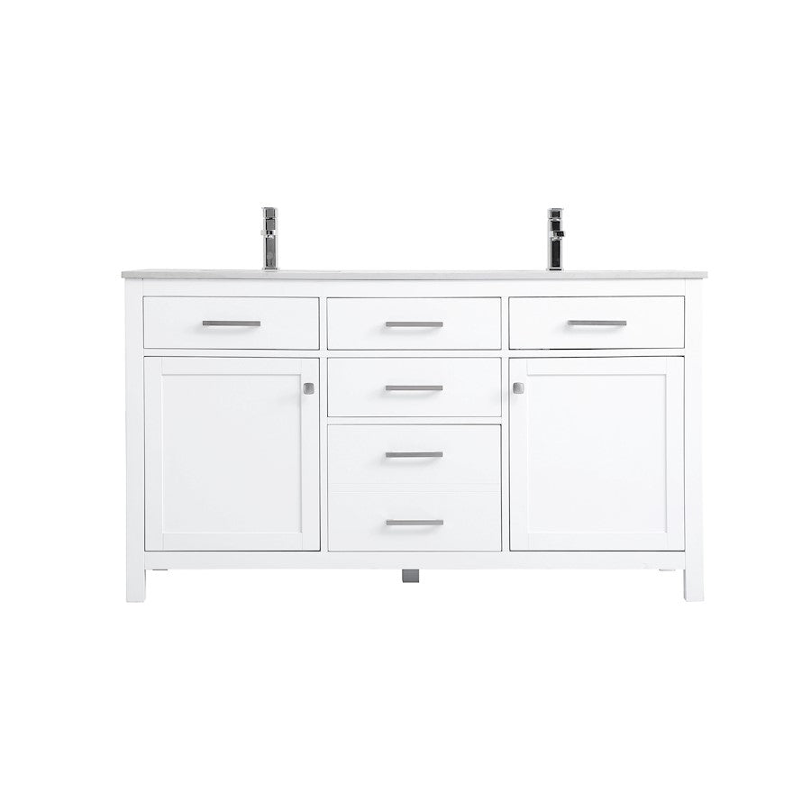 Elegant Lighting Lewis 60"L Double Vanity Sink, White - VF23360DWH