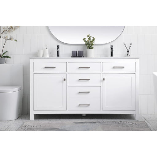 Elegant Lighting Lewis 60"L Double Vanity Sink, White