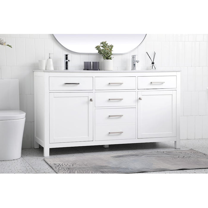 Elegant Lighting Lewis 60"L Double Vanity Sink, White