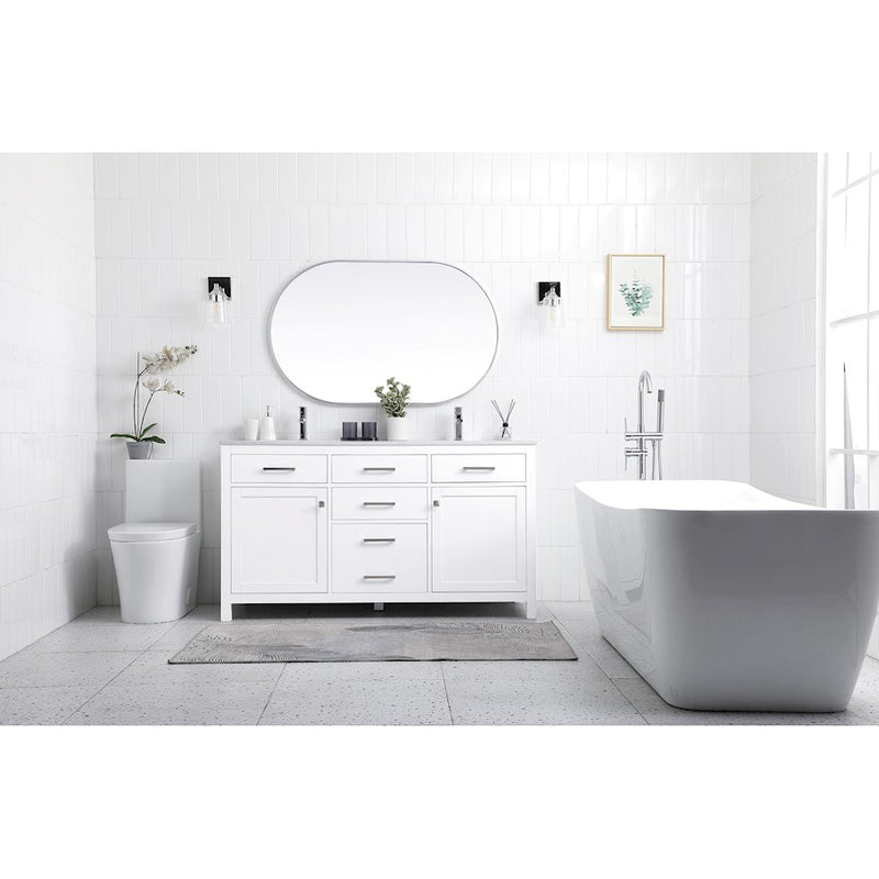 Elegant Lighting Lewis 60"L Double Vanity Sink, White