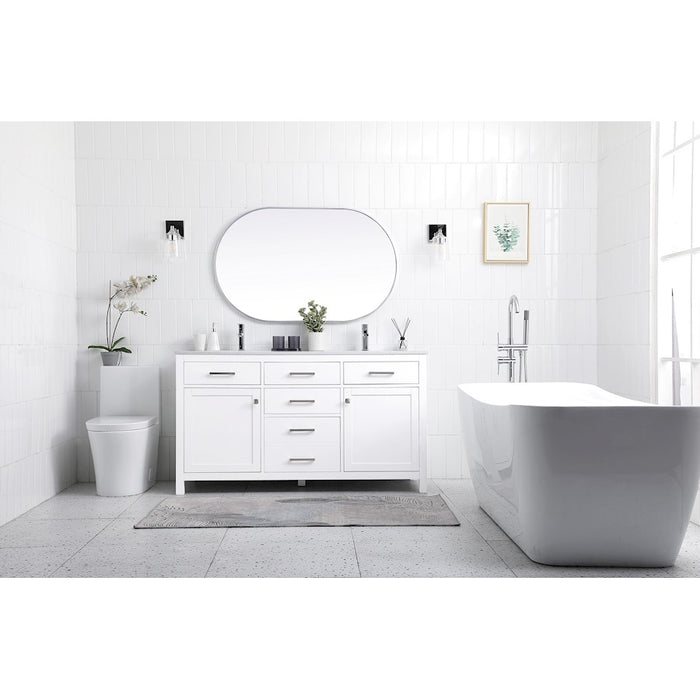 Elegant Lighting Lewis 60"L Double Vanity Sink, White