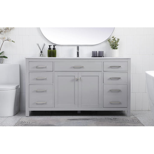 Elegant Lighting Lewis 60"L Single Vanity Sink, Grey